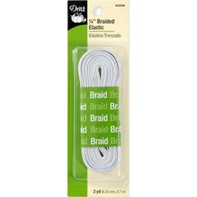 1/4-inch Braided Elastic White