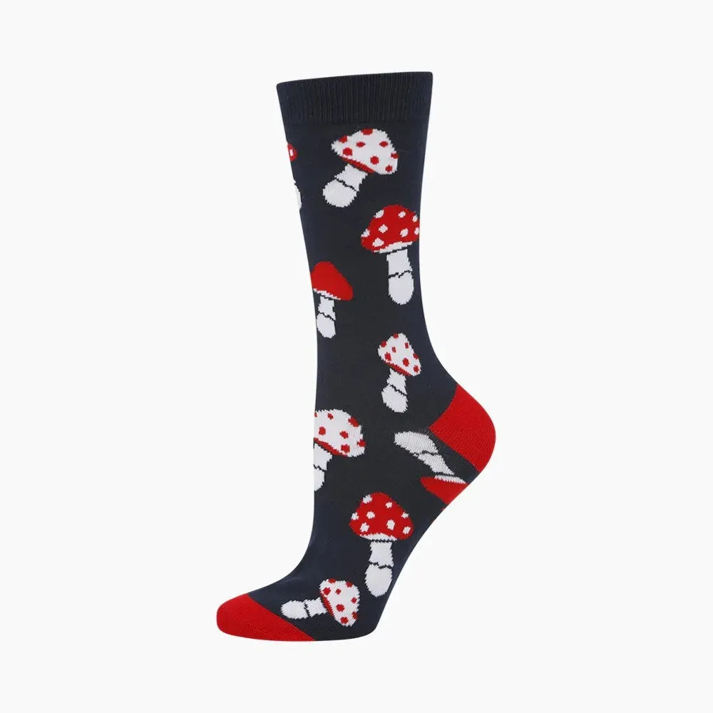 Bamboozld: Womens Shrooms Navy Bamboo Sock