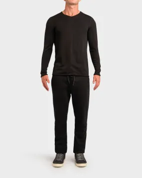 Black Boiled Wool Trousers