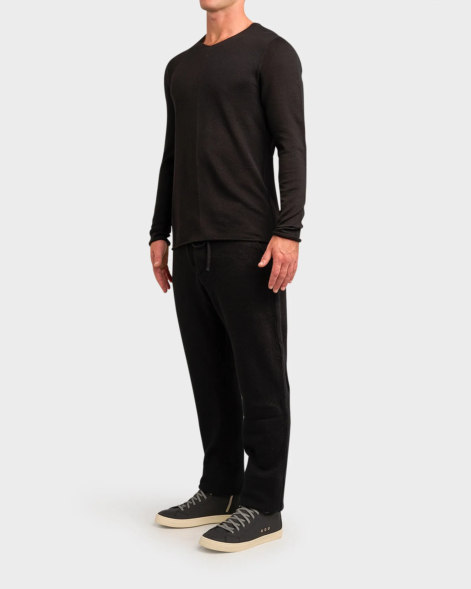 Black Boiled Wool Trousers