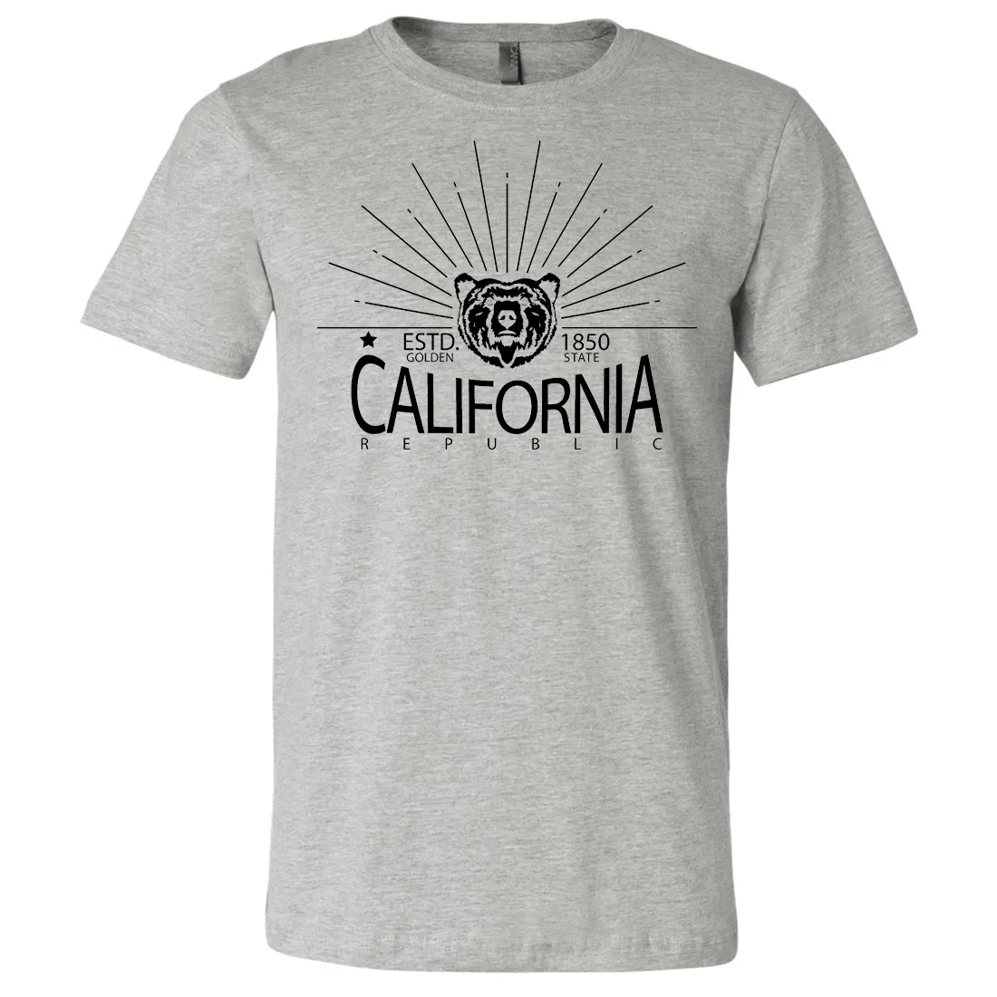 California Golden State Black Print Asst Colors Mens Lightweight Fitted T-Shirt/tee