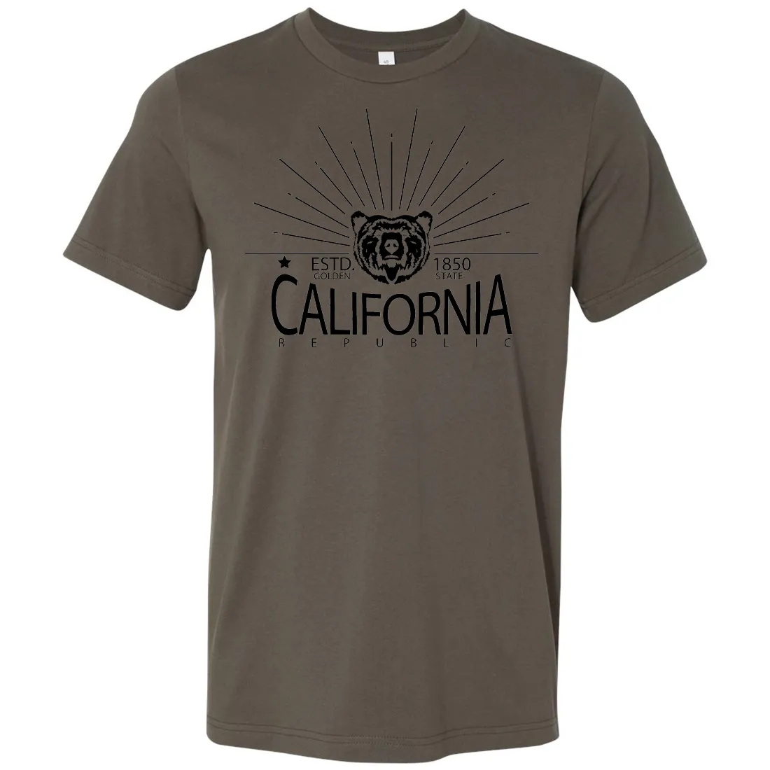 California Golden State Black Print Asst Colors Mens Lightweight Fitted T-Shirt/tee