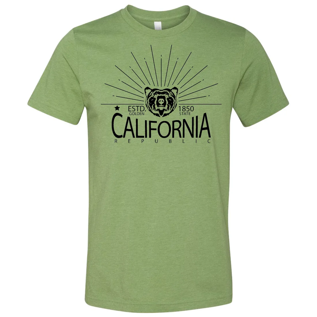 California Golden State Black Print Asst Colors Mens Lightweight Fitted T-Shirt/tee