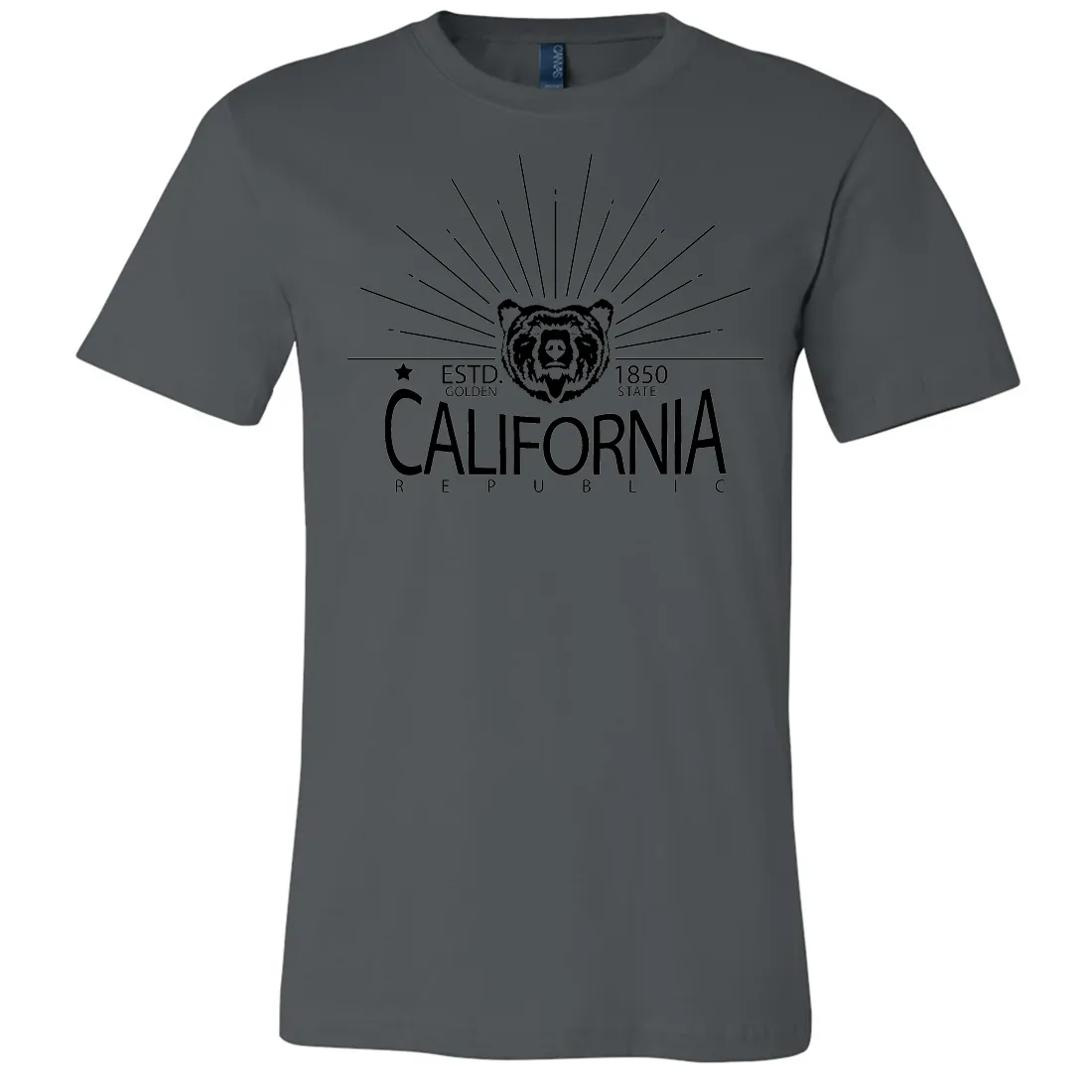 California Golden State Black Print Asst Colors Mens Lightweight Fitted T-Shirt/tee