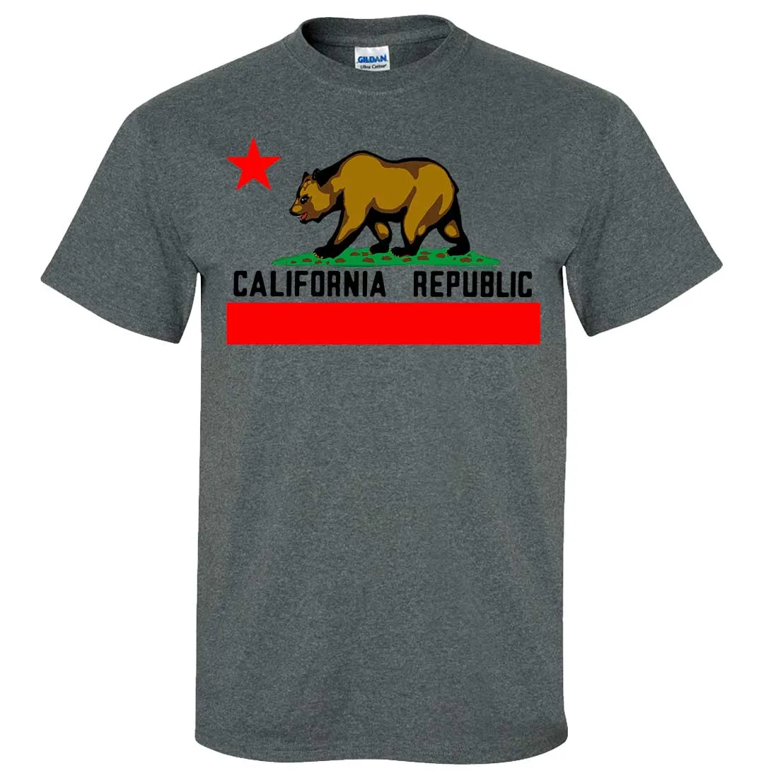 California Republic Borderless Bear Flag Black Text Asst Colors T-shirt/tee