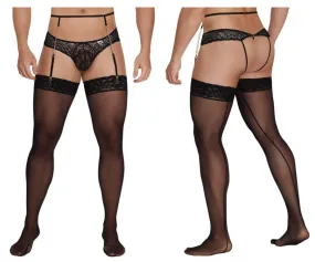 CandyMan 99566 Lace Garter-Jockstrap Outfit Black