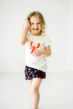 Cap Sleeve Tee - White with Lobster/Crawfish Screen