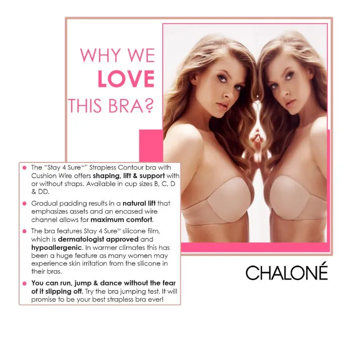 Chalone Stay For Sure Non Slip Secured Strapless Bra for Full Figure