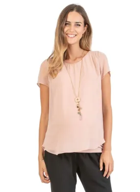 Double Layer Maternity T-Shirt - Pink