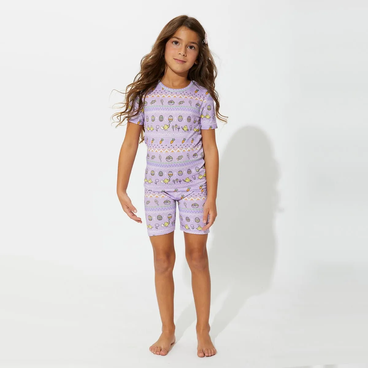 Easter Isle Purple Kids Bamboo Short Set