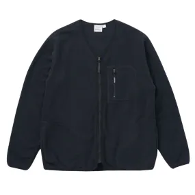 Fleece Cardigan Zip-Up - Black