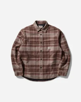 Heavy Washed Plaid Shirt Brown