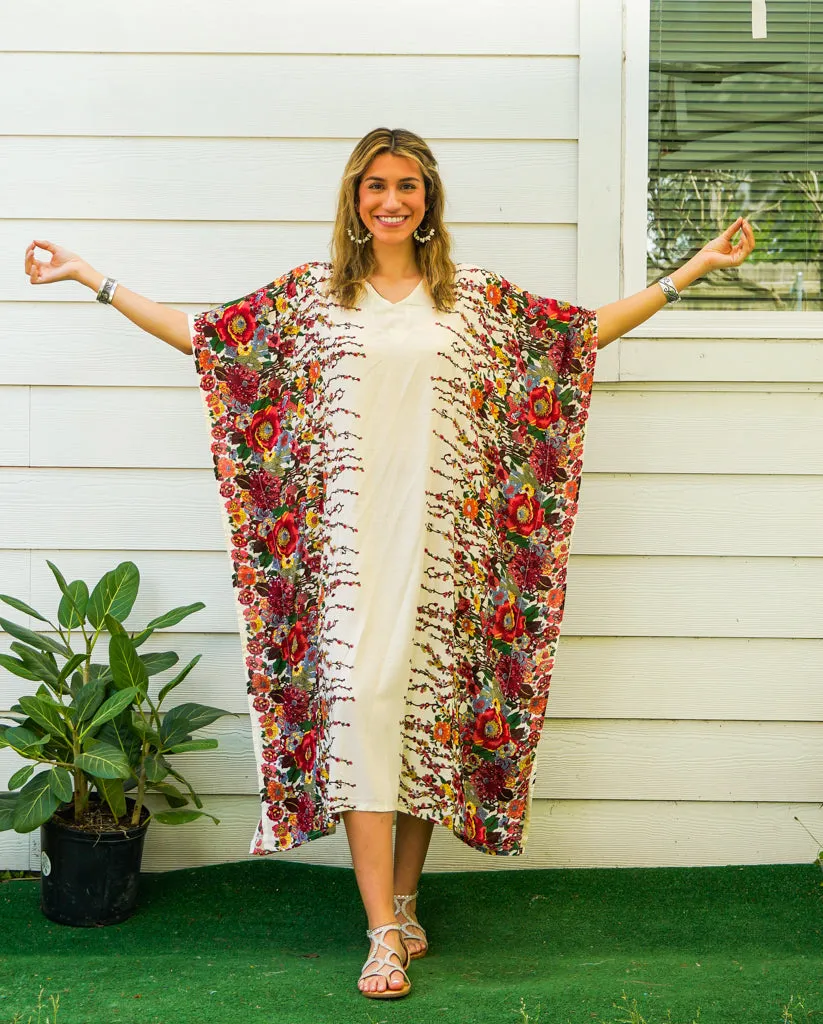 Ivory Floral Boho Kaftan