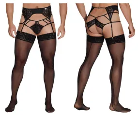 JCSTK - CandyMan 99550 Lace Garter-Jockstrap Outfit Black