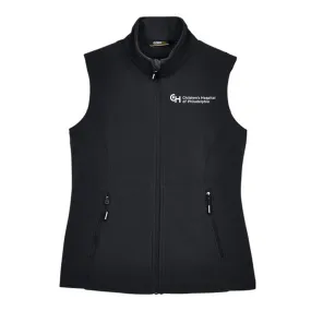 Ladies Two-Layer Fleece Bonded Soft Shell Vest With White Logo