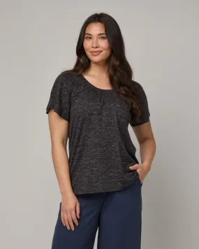 Lilah Linen Gathered Neck Tee