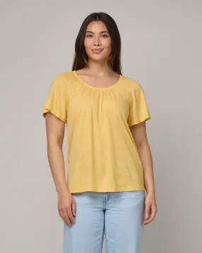 Lilah Linen Gathered Neck Tee