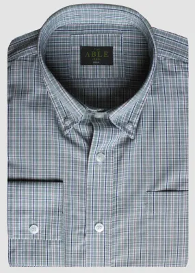 Marty long sleeve check velcro shirt - sage green