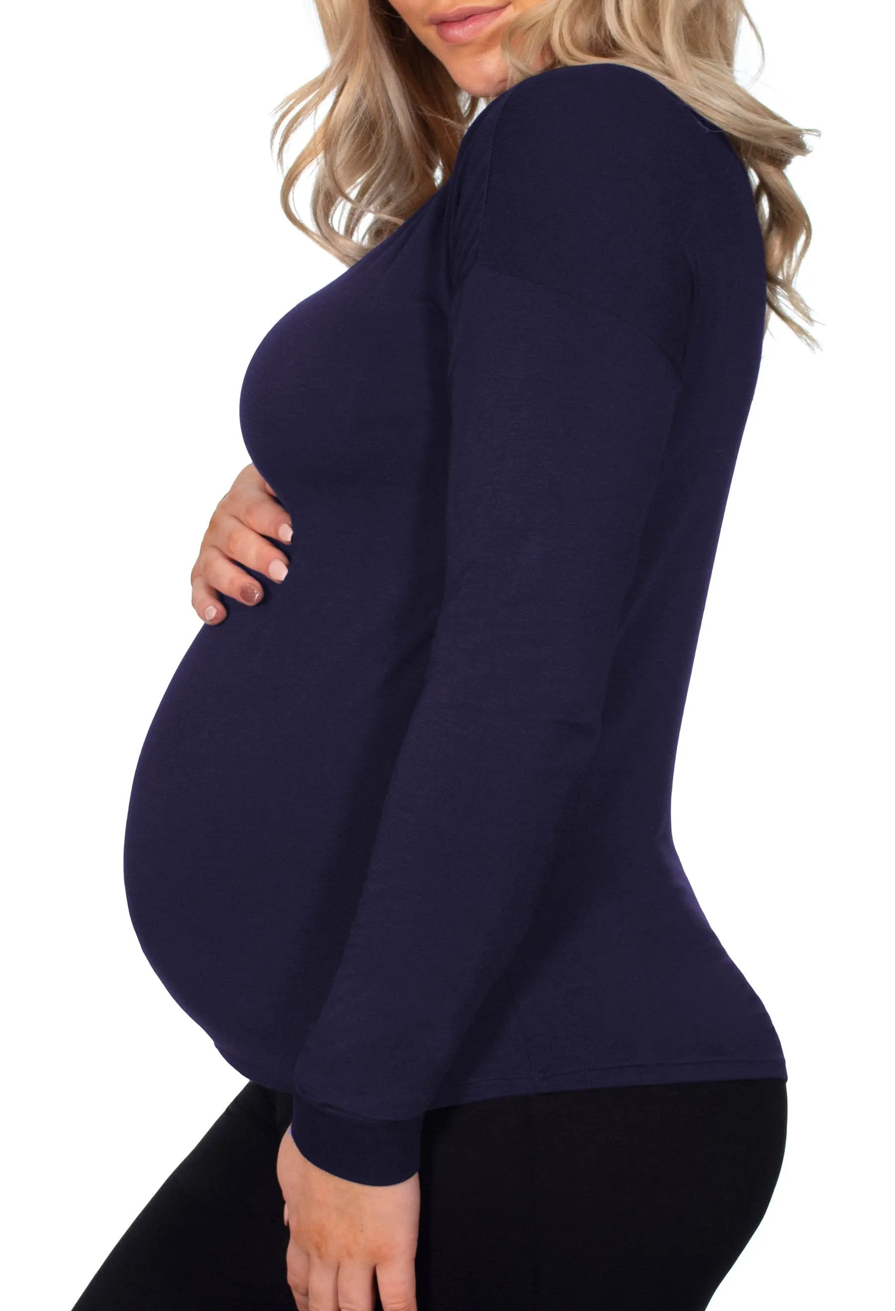 Maternity Bamboo Long Sleeve Relaxed Fit Tee