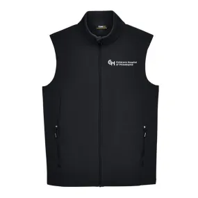 Men's Two-Layer Fleece Bonded Soft Shell Vest With White Logo