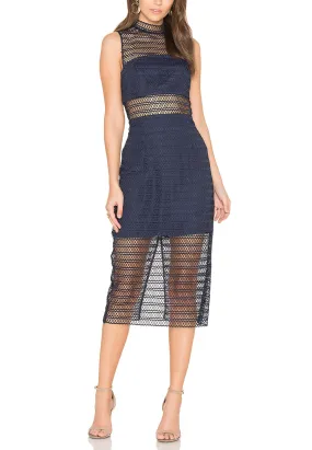 Navy All Night Lace Midi Dress