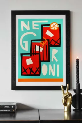 Negroni By Fox & Velvet A2 Art Print With Black Wooden Frame