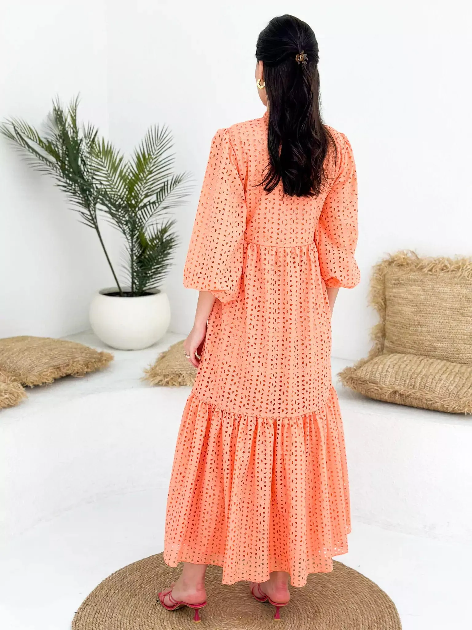 Peach Fuzz Cutwork Dress