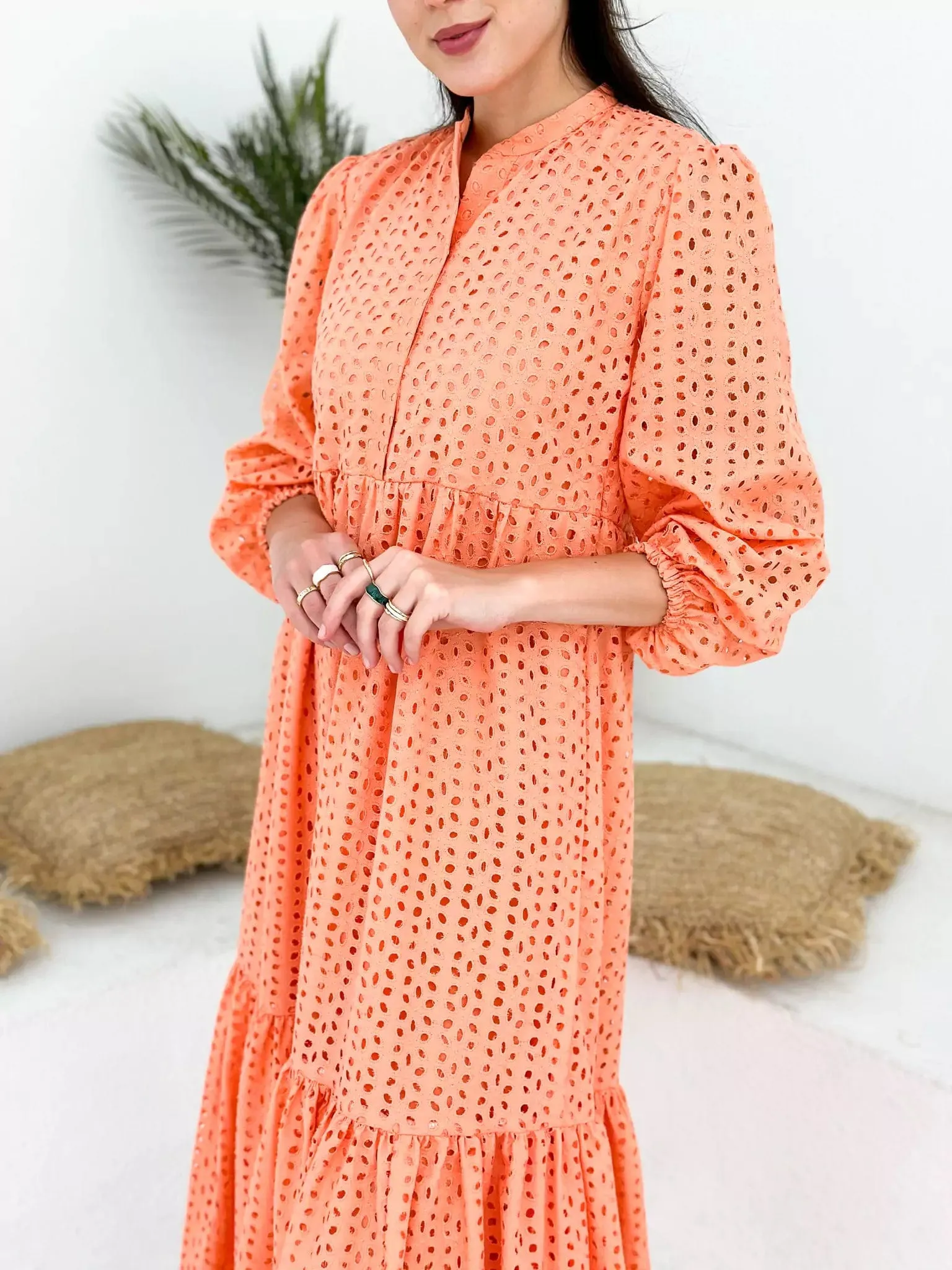 Peach Fuzz Cutwork Dress