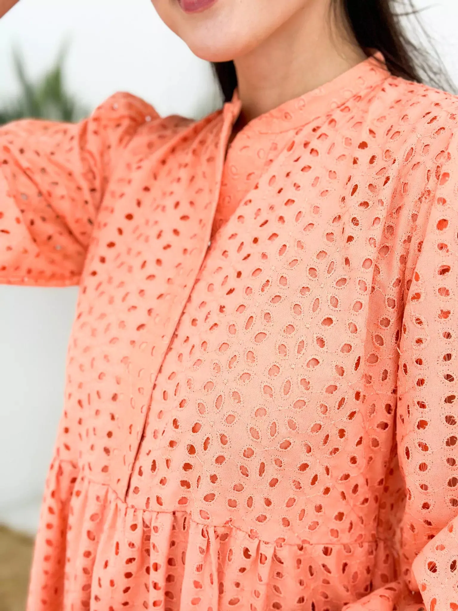 Peach Fuzz Cutwork Dress