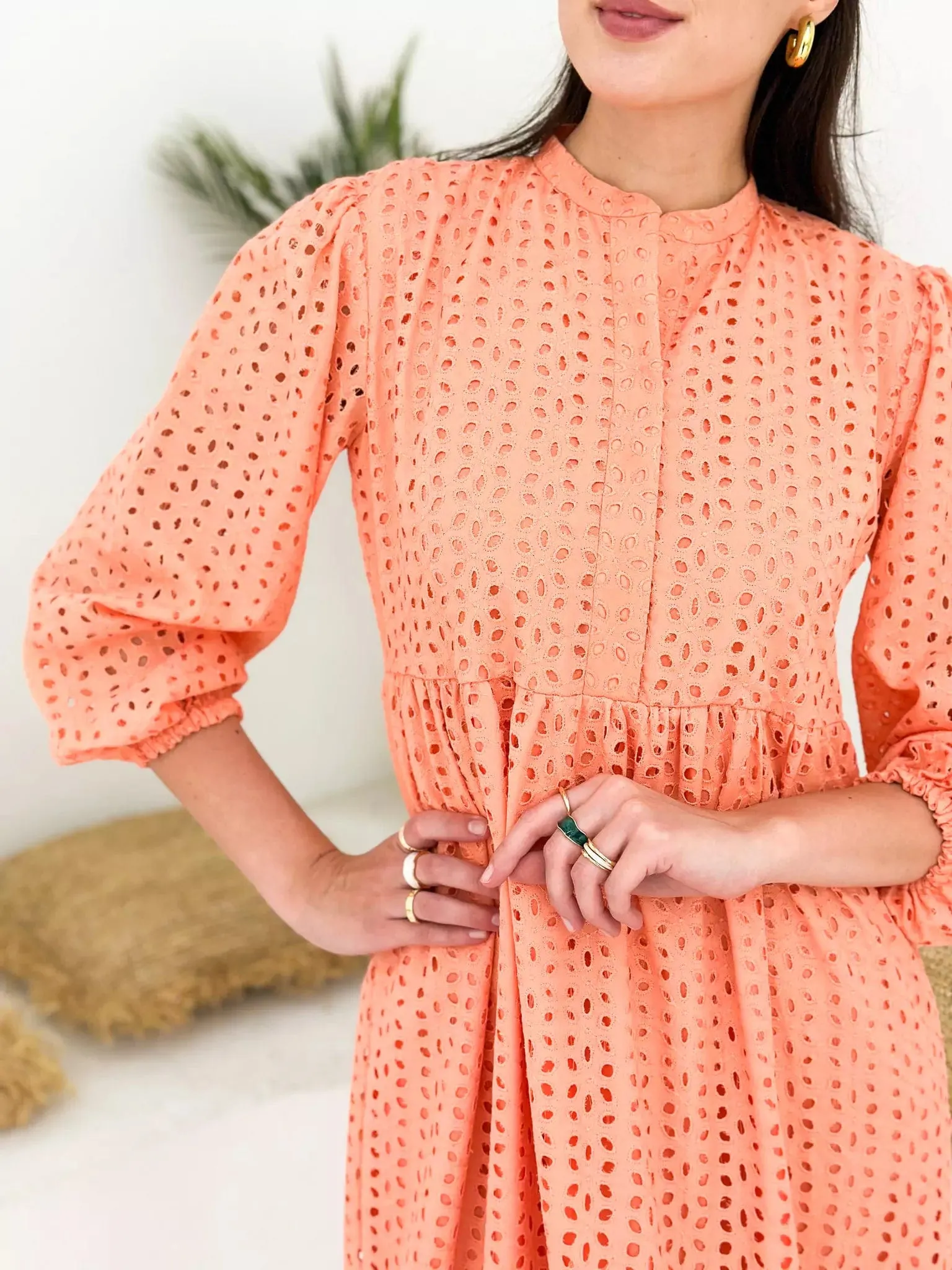 Peach Fuzz Cutwork Dress