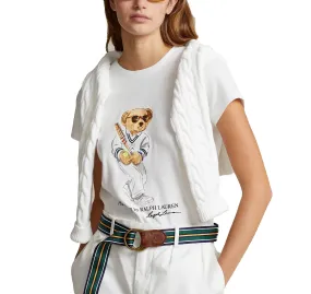 Polo Ralph Lauren Women's Wimbledon Polo Bear Tee Ceramic White - Hemen Kargoda