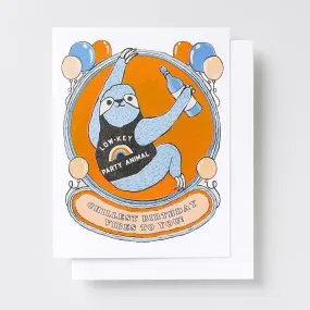 Sloth Bday Party  - Risograph Card