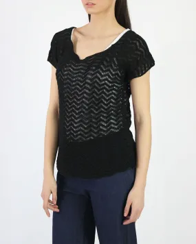 Zig Zag Cotton Bamboo Blend Knit Tee